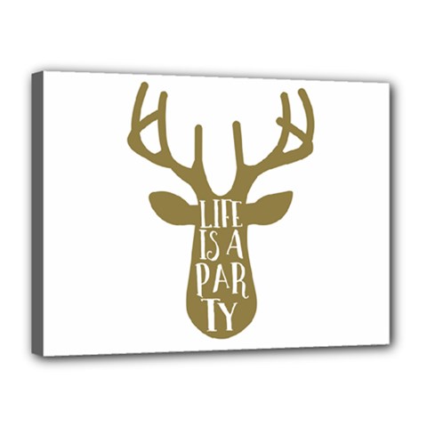 Life Is A Party Buck Deer Canvas 16  X 12  by CraftyLittleNodes