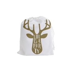 Life Is A Party Buck Deer Drawstring Pouches (medium)  by CraftyLittleNodes