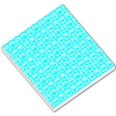 Aqua Turquoise And White Owl Pattern Small Memo Pads by GardenOfOphir