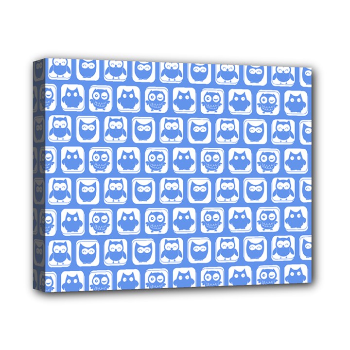 Blue And White Owl Pattern Canvas 10  x 8 