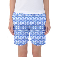 Blue And White Owl Pattern Women s Basketball Shorts by GardenOfOphir