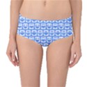 Blue And White Owl Pattern Mid-Waist Bikini Bottoms View1