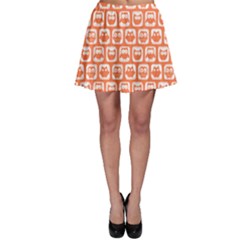 Coral And White Owl Pattern Skater Skirts by GardenOfOphir