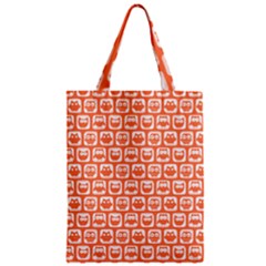 Coral And White Owl Pattern Zipper Classic Tote Bags by GardenOfOphir