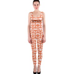 Coral And White Owl Pattern Onepiece Catsuits by GardenOfOphir