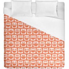 Coral And White Owl Pattern Duvet Cover Single Side (kingsize) by GardenOfOphir