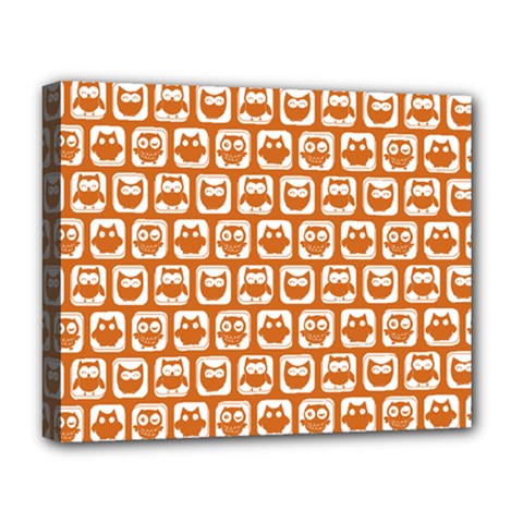 Orange And White Owl Pattern Deluxe Canvas 20  X 16   by GardenOfOphir