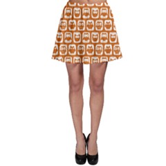 Orange And White Owl Pattern Skater Skirts by GardenOfOphir