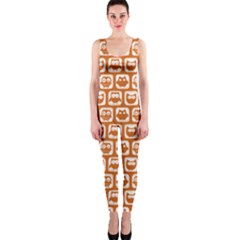 Orange And White Owl Pattern Onepiece Catsuits by GardenOfOphir