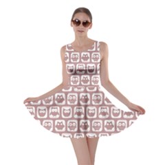 Light Pink And White Owl Pattern Skater Dresses by GardenOfOphir