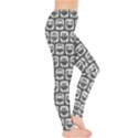 Gray And White Owl Pattern Women s Leggings View4