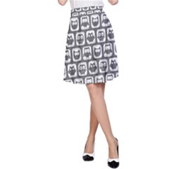 Gray And White Owl Pattern A-line Skirts by GardenOfOphir