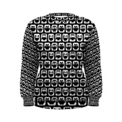 Black And White Owl Pattern Women s Sweatshirts by GardenOfOphir