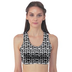 Black And White Owl Pattern Sports Bra by GardenOfOphir