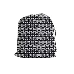 Black And White Owl Pattern Drawstring Pouches (large)  by GardenOfOphir