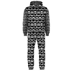 Black And White Owl Pattern Hooded Jumpsuit (men)  by GardenOfOphir