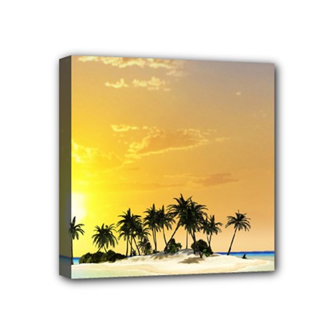 Beautiful Island In The Sunset Mini Canvas 4  X 4  by FantasyWorld7