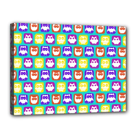 Colorful Whimsical Owl Pattern Canvas 16  X 12  by GardenOfOphir