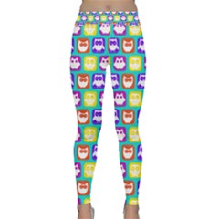 Colorful Whimsical Owl Pattern Yoga Leggings by GardenOfOphir