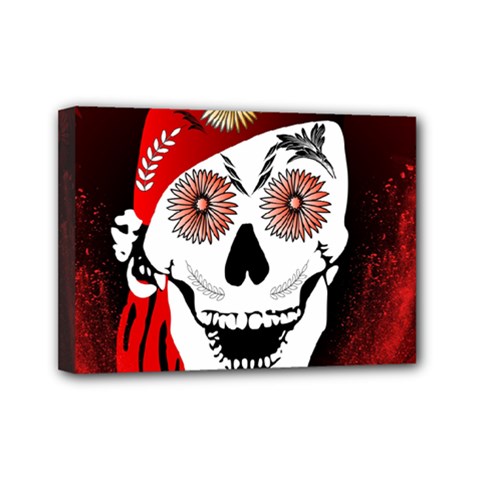 Funny Happy Skull Mini Canvas 7  X 5 