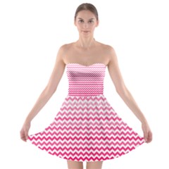 Pink Gradient Chevron Strapless Bra Top Dress