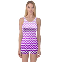 Purple Gradient Chevron Women s Boyleg One Piece Swimsuits