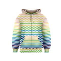 Pastel Gradient Rainbow Chevron Kids Zipper Hoodies