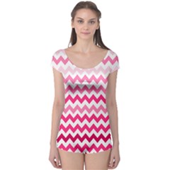 Pink Gradient Chevron Large Short Sleeve Leotard by CraftyLittleNodes