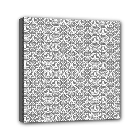 Gray Damask Mini Canvas 6  X 6 