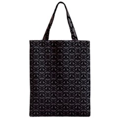 Silver Damask With Black Background Zipper Classic Tote Bags