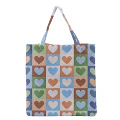 Hearts Plaid Grocery Tote Bags