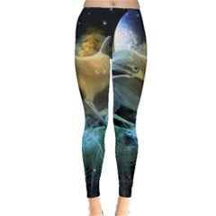 Funny Dolphin In The Universe Women s Leggings
