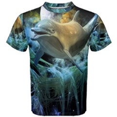 Funny Dolphin In The Universe Men s Cotton Tees