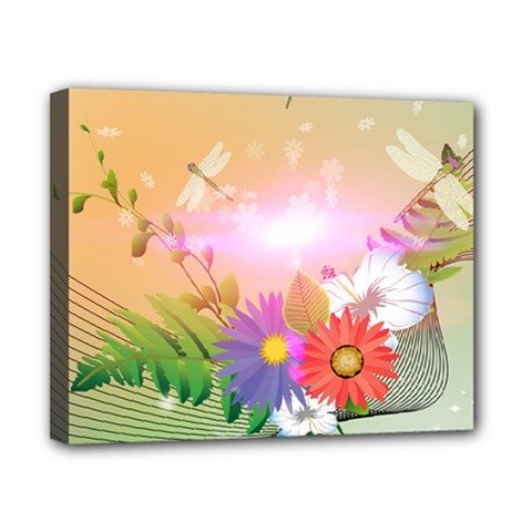 Wonderful Colorful Flowers With Dragonflies Canvas 10  X 8  by FantasyWorld7