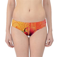 Awesome Red Flowers With Leaves Hipster Bikini Bottoms by FantasyWorld7