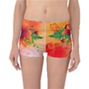 Awesome Red Flowers With Leaves Reversible Boyleg Bikini Bottoms View1