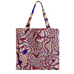 Ribbon Chaos 2 Red Blue Zipper Grocery Tote Bags by ImpressiveMoments