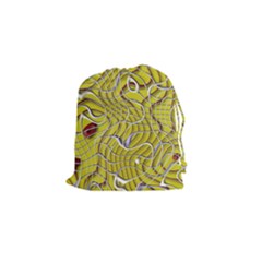 Ribbon Chaos 2 Yellow Drawstring Pouches (small)  by ImpressiveMoments