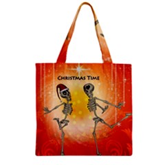 Dancing For Christmas, Funny Skeletons Zipper Grocery Tote Bags by FantasyWorld7
