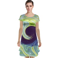 Abstract Ocean Waves Cap Sleeve Nightdresses