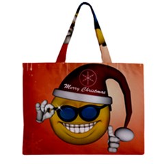 Funny Christmas Smiley With Sunglasses Zipper Tiny Tote Bags