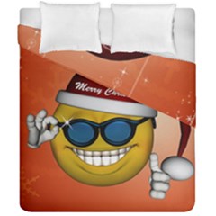 Funny Christmas Smiley With Sunglasses Duvet Cover (Double Size)