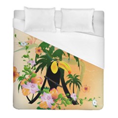 Cute Toucan With Palm And Flowers Duvet Cover Single Side (twin Size)