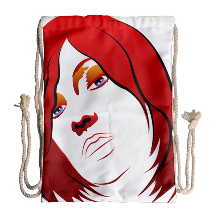 Women face with clef Drawstring Bag (Large)