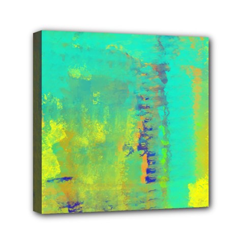 Abstract In Turquoise, Gold, And Copper Mini Canvas 6  X 6 