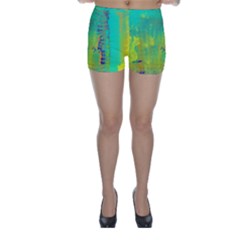 Abstract In Turquoise, Gold, And Copper Skinny Shorts by digitaldivadesigns