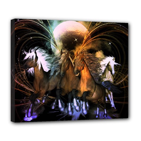 Wonderful Horses In The Universe Deluxe Canvas 24  X 20   by FantasyWorld7