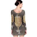 Music, Clef On A Shield With Liions And Water Splash Long Sleeve Bodycon Dresses View2