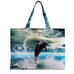 Funny Dolphin Jumping By A Heart Made Of Water Zipper Tiny Tote Bags by FantasyWorld7