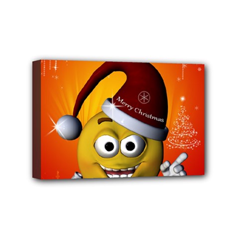 Cute Funny Christmas Smiley With Christmas Tree Mini Canvas 6  X 4  by FantasyWorld7